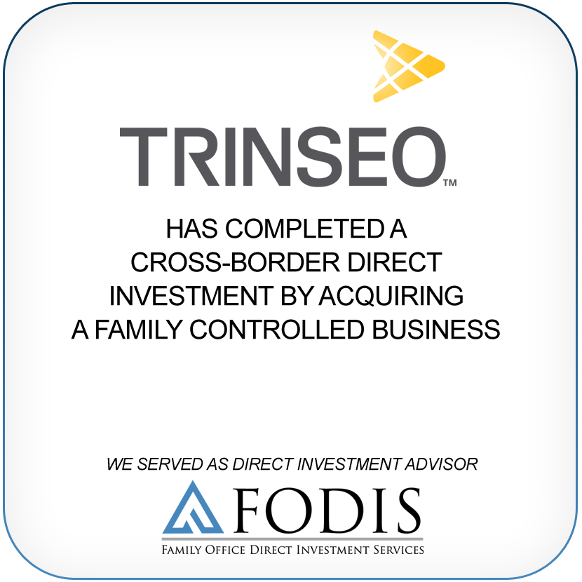 Trinseo has completed a cross-border direct investment by acquiring a family controlled business
